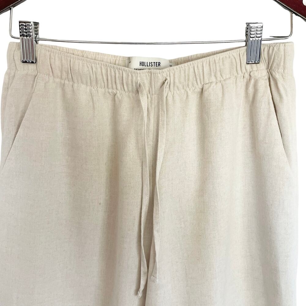 Hollister Ella‎ Adjustable Rise Wide-Leg Linen Blend Pants Sz XS/S Natural Beige - Picture 5 of 8
